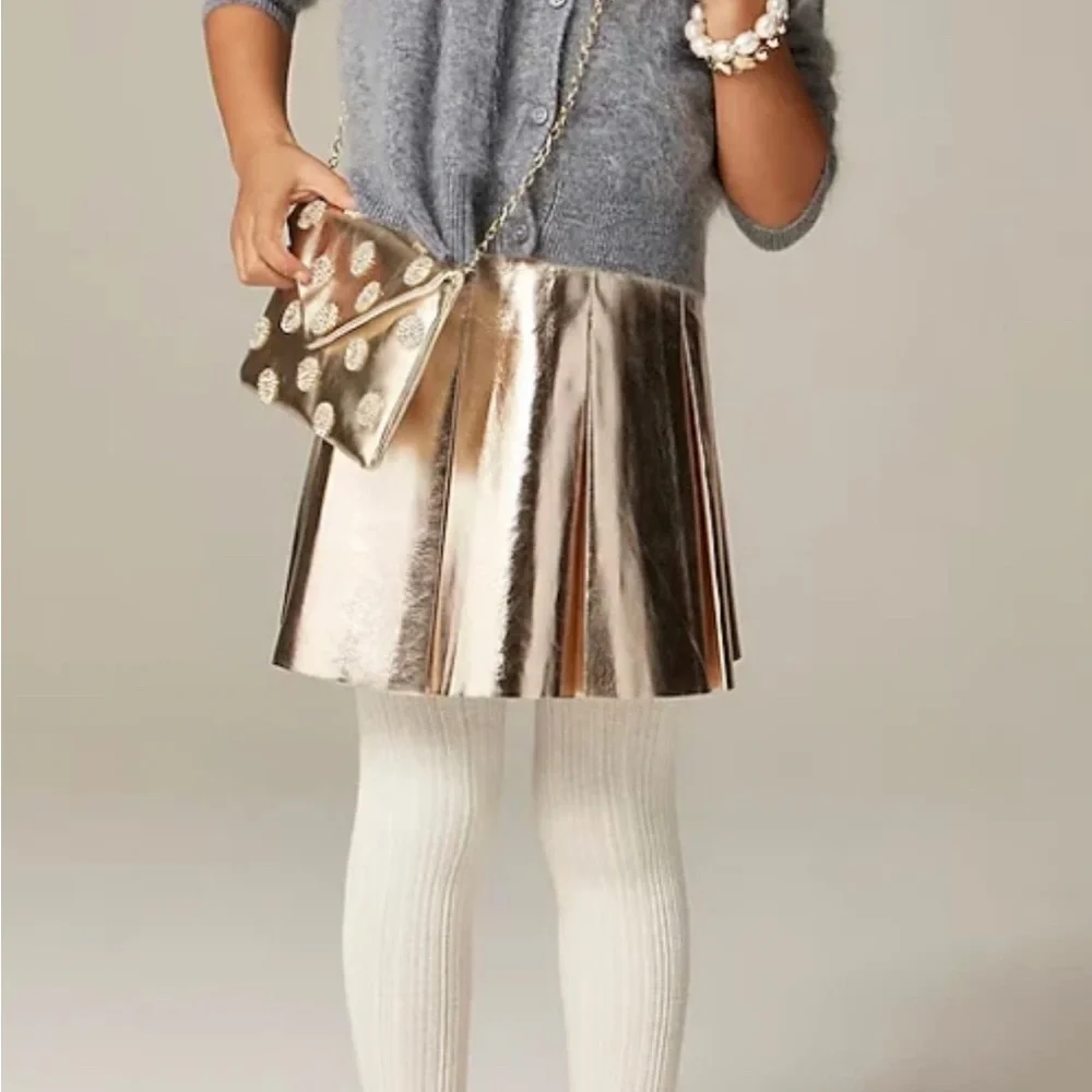 J.Crew Girls Crewcuts Gold holiday Pleated Skirt new with tags size 12